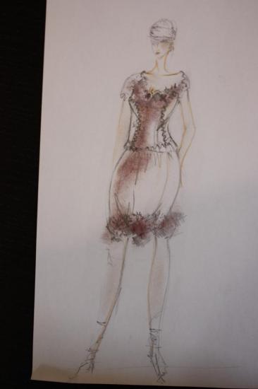 croquis robe organza et dentelle